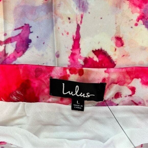 Lulus Satin Pink/Purple Splatter Skirt Size Large NWT - Picture 4 of 8